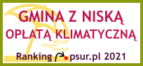 Odznaka: Gmina z niską opłatą klimatyczną - ranking psur.pl 2021