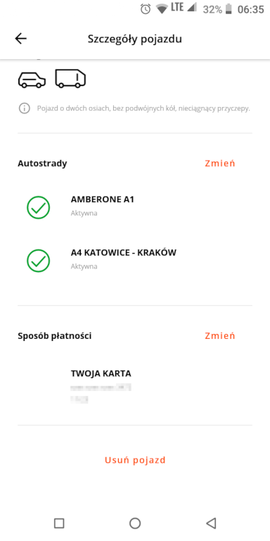 Aplikacja Autopay: wyświetlono informację, że jest poprawnie skonfigurowana