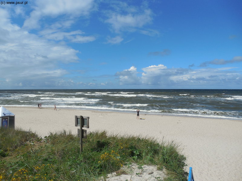 Plaża w wietrzny, ale słoneczny dzień