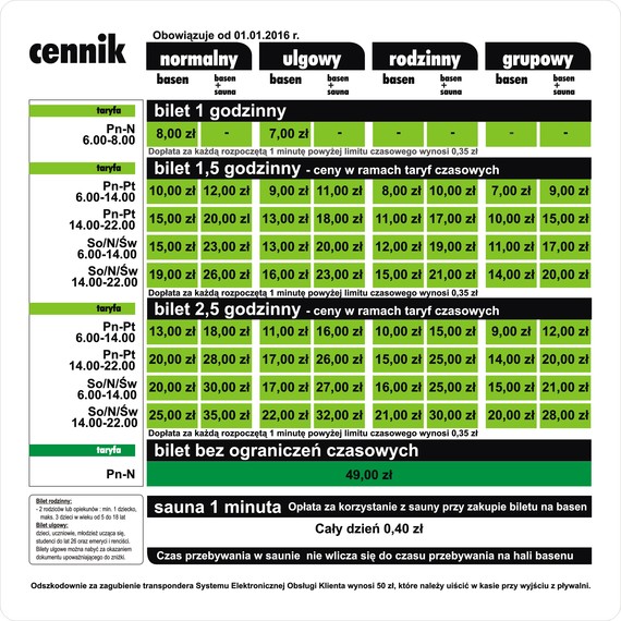 Atol Oleśnica - cennik basenu