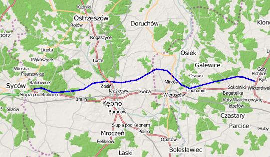 Mapa nowego odcinka S8 Syców - Walichnowy